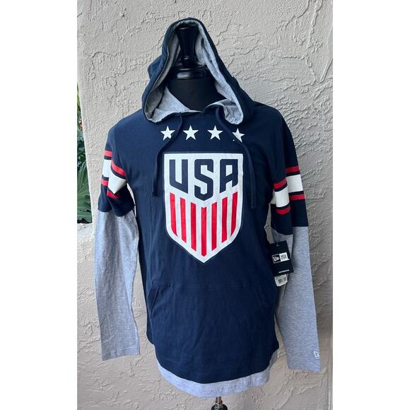 New Era USA Patriot Long Sleeve Large Sweatshirt Hoodie MSRP $75 NWT